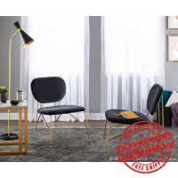 Lumisource LS-TUXFL AUBK Tux Contemporary-Glam Floor Lamp in Black and Gold Metal with Black Metal Shade